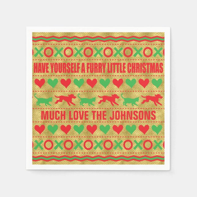 Guardanapo De Papel Natal personalizado Napkins "FurryChristmas" (Frente)