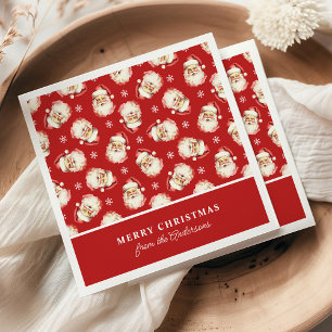 Guardanapo De Papel Natal Personalizado Nome Vermelho Retro Santa
