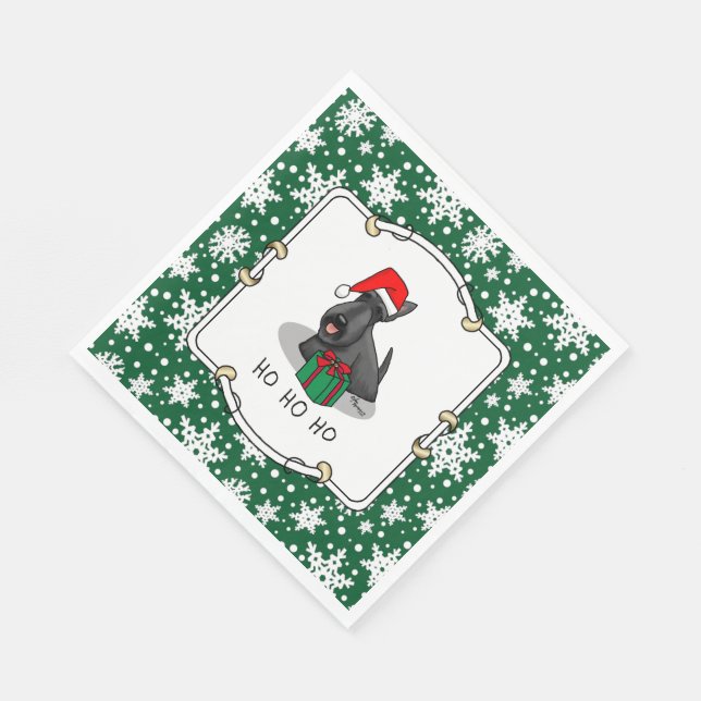 Guardanapo De Papel Natal Santa Hat Scottish Terrier (preto) (Quina)
