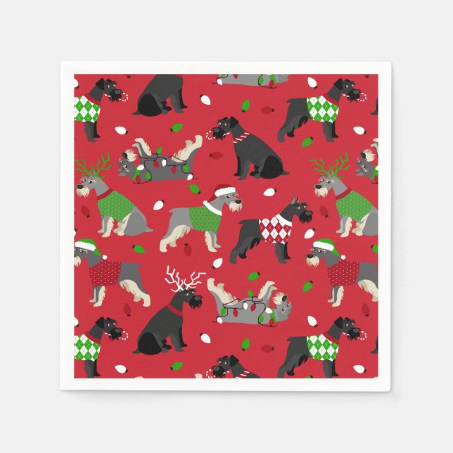Guardanapo De Papel Natal Schnauzer Napkins (Frente)
