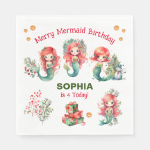 Natal Sereia Birthday Napkins