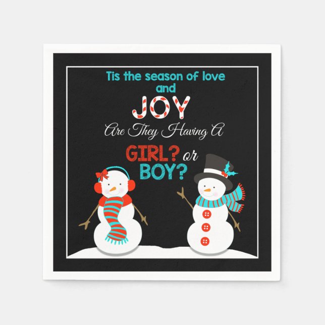 Guardanapo De Papel Natal Snowman Gender Reveed Napkins (Frente)