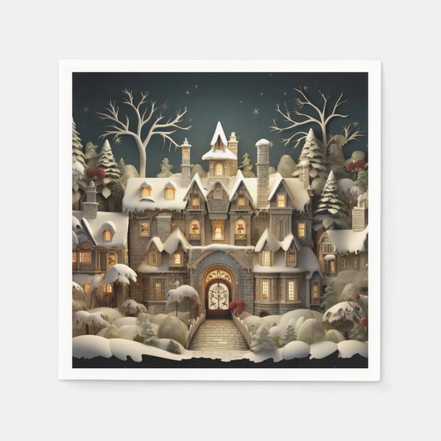 Guardanapo De Papel Natal Snowy Manor Storybook Wonderland (Frente)