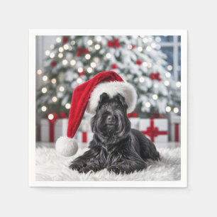Guardanapo De Papel Natal - Terrier em um tapete branco
