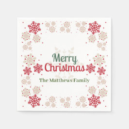 Guardanapo De Papel Natal Verde Vermelho Floco de Neve