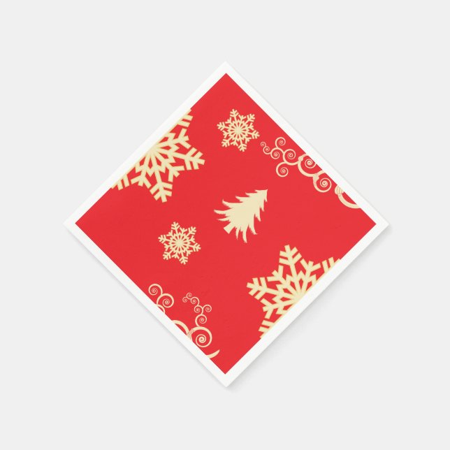 Guardanapo De Papel Natal Vermelho com Flocos de Neve Cream (Canto)