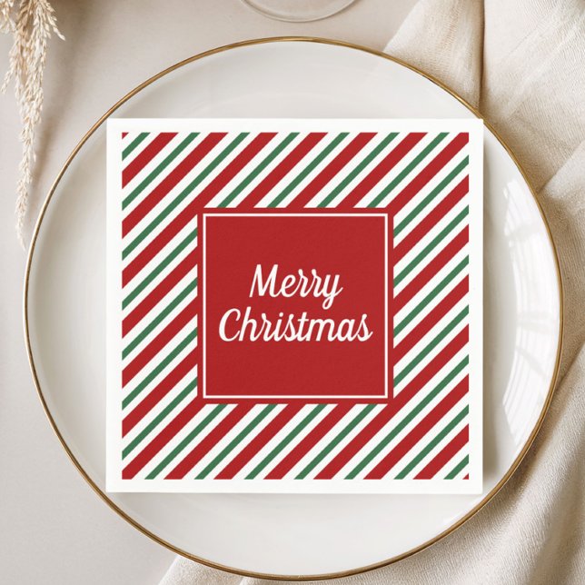 Guardanapo De Papel Natal Vermelho Verde Moderno Feliz (Modern Red Green Merry Christmas Napkins)