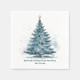 Guardanapo De Papel Natal Winter Wonderland Blue Tree Paper Napkin