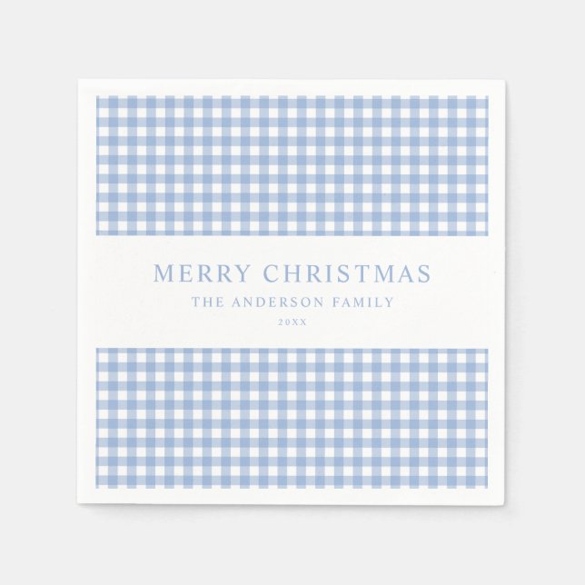 Guardanapo De Papel Natal Xadrez Azul (Frente)