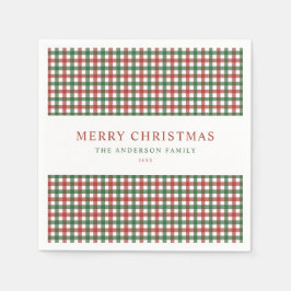 Guardanapo De Papel Natal Xadrez Vermelho e Verde
