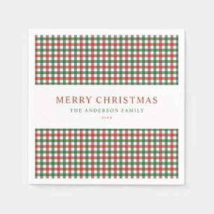 Guardanapo De Papel Natal Xadrez Vermelho e Verde