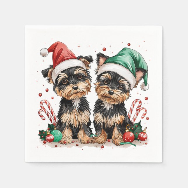Guardanapo De Papel Natal Yorkshire Terrier Dogs (Frente)