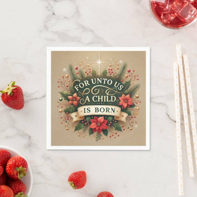 Guardanapo De Papel Natividade bíblica para a Unto nós uma Criança Déc (Insitu)
