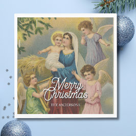 Guardanapo De Papel Natividade elegante Maria Menino Jesus Anjos