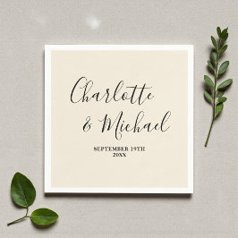 Guardanapo De Papel Natural White Script Minimalist Wedding