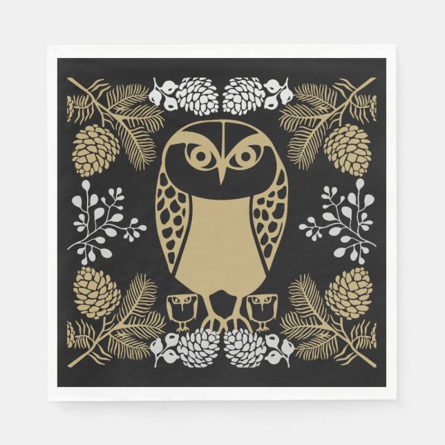 Guardanapo De Papel Nature Owl Folk Art (Frente)