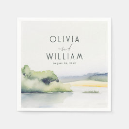 Guardanapo De Papel Natureza da Aquarela Romântica