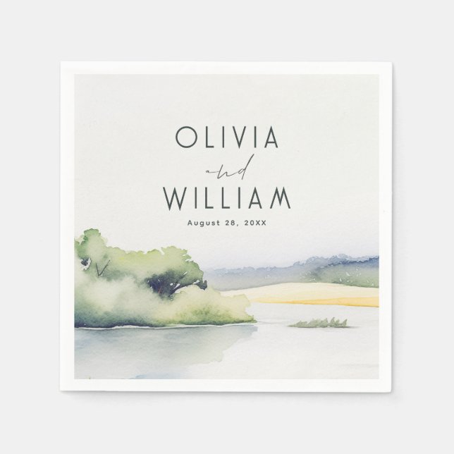 Guardanapo De Papel Natureza da Aquarela Romântica (Frente)