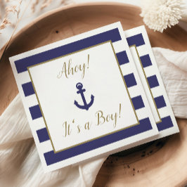 Guardanapo De Papel Nautical Anchor "Ahoy! It's a Boy!" Baby Shower