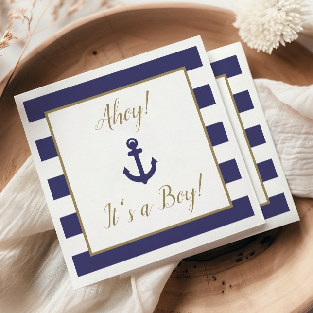 Guardanapo De Papel Nautical Anchor "Ahoy! It's a Boy!" Baby Shower (Criador carregado)