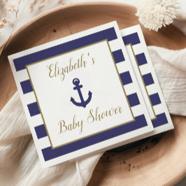 Guardanapo De Papel Nautical Anchor Navy Gold Boy Baby Shower