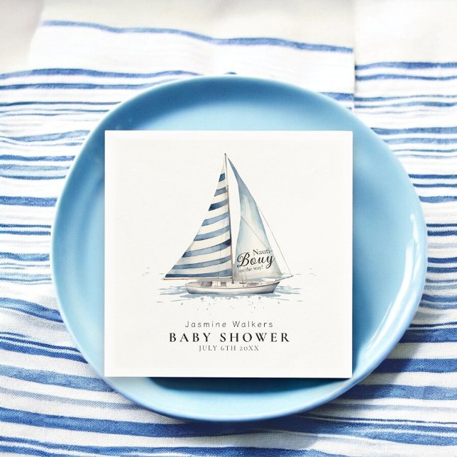 Guardanapo De Papel Nautical fun  "Nauti-Bouy" Sailboat baby shower (Criador carregado)