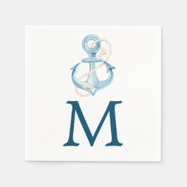Guardanapo De Papel Náutico Monograma Marinho Coquetel Napkin