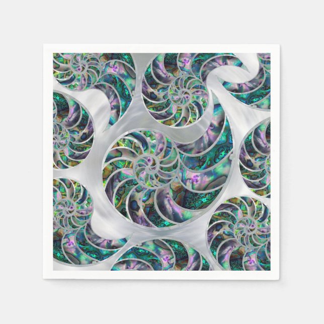 Guardanapo De Papel Nautilus Shell Abalone e Pearl (Frente)