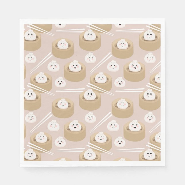 Guardanapo De Papel Navio a vapor Cute Kawaii Dumplings (Frente)
