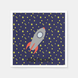 Guardanapo De Papel Navio de Rocket retro com fundo do teste padrão d
