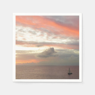 Guardanapo De Papel Navio de vela em sol Belo e Rosa, paisagem