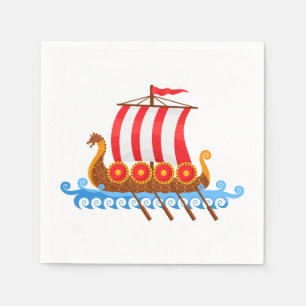 Guardanapo De Papel Navio de Viking dos desenhos animados