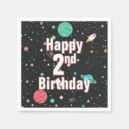 Guardanapo De Papel Navios e planetas de foguetes segundos aniversário