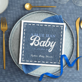 Guardanapo De Papel Navy Blue Jean Baby Boy Baby Shower 