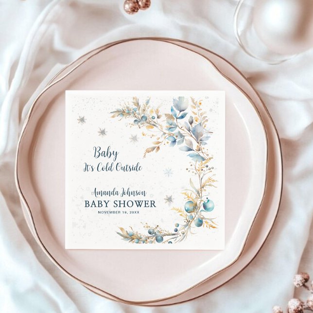 Guardanapo De Papel Navy Gold Baby It's Cold Outside Baby Shower (Criador carregado)