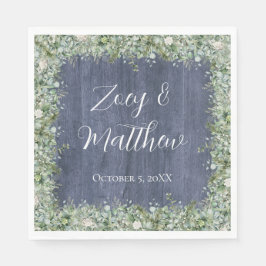 Guardanapo De Papel Navy Wood Eucalyptus Wedding Napkins | Rustic