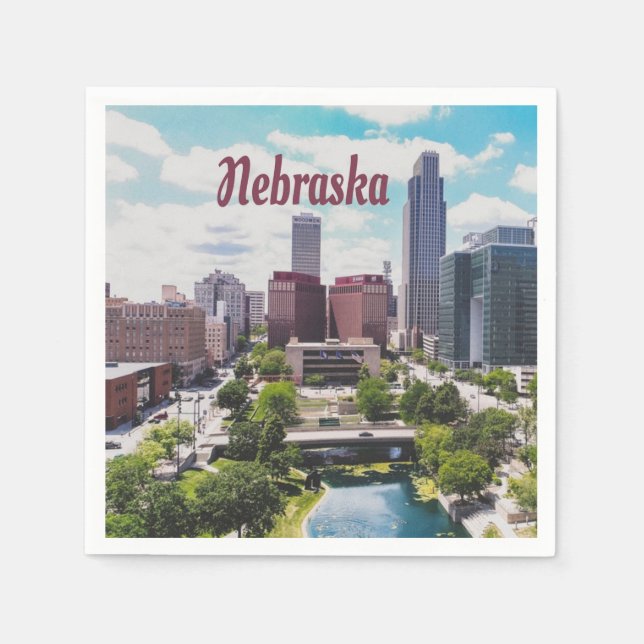 Guardanapo De Papel Nebraska City Skyline Omaha (Frente)
