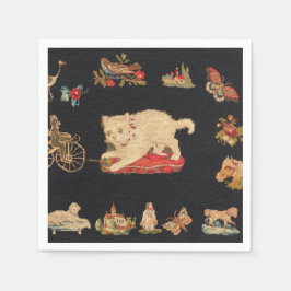 Guardanapo De Papel Needlepoint Kitty Cat Paper Napkin
