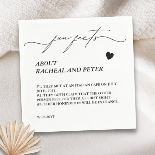 Guardanapo De Papel Negra Branca Branca Moderna Fatos Caligrafia Casam (Criador carregado)