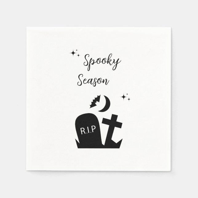 Guardanapo De Papel Negra e Branca, Grungy Halloween Napkins (Frente)