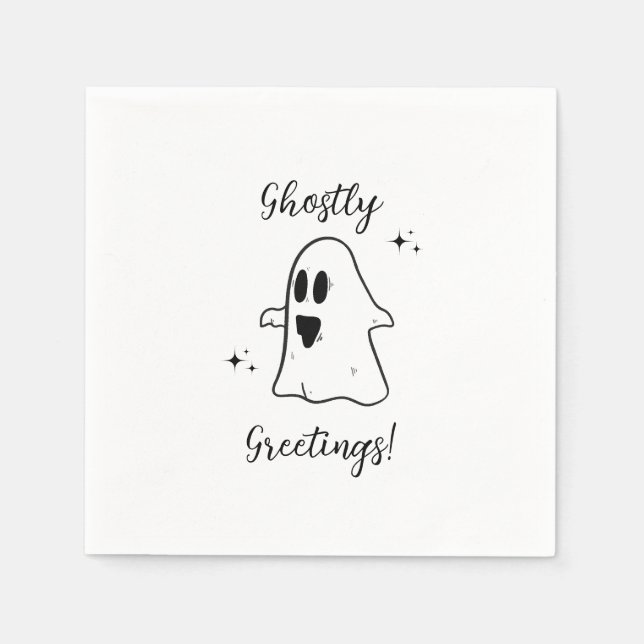 Guardanapo De Papel Negra e Branca, Grungy Halloween Napkins (Frente)