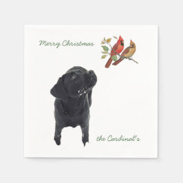 Guardanapo De Papel Negra Labrador Cardinhos de Natal Cachorro Bonito