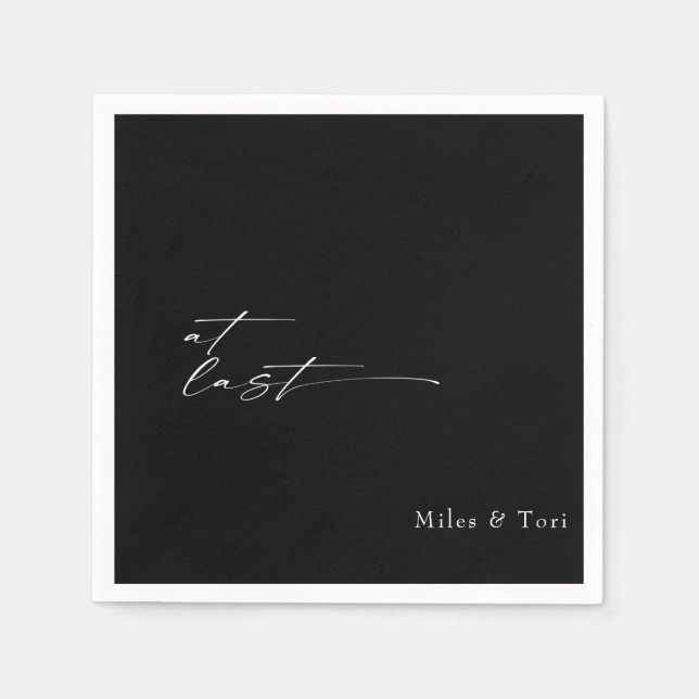 Guardanapo De Papel Negra Moderna No Último Casamento (Frente)