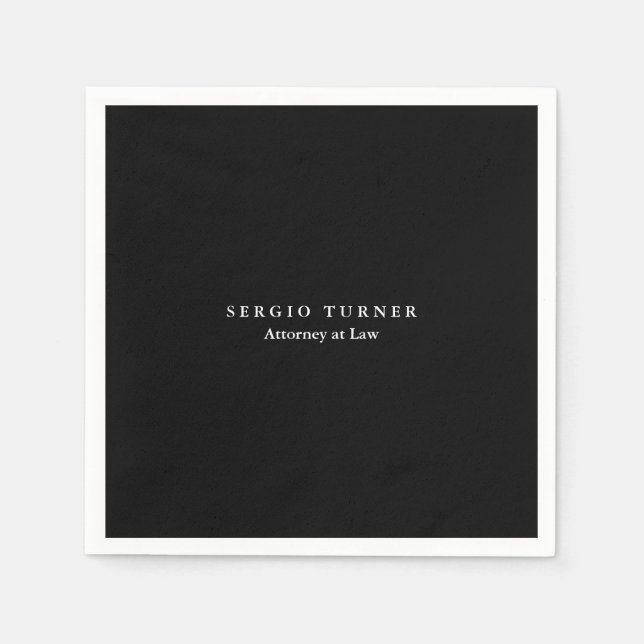 Guardanapo De Papel Negro profissional minimalista da tendência (Frente)
