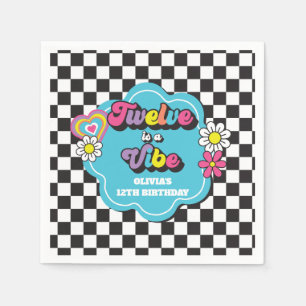 Guardanapo De Papel Neon 90s Retro Doze é um Aniversário de 12 Vibe