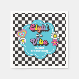 Guardanapo De Papel Neon 90s Retro Eight é uma Vibração de 8º Aniversá