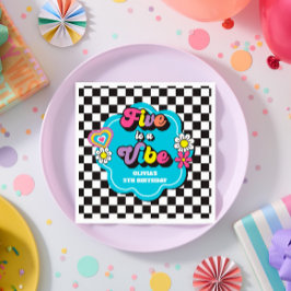 Guardanapo De Papel Neon 90s Retro Five é uma Vibração 5º Aniversário
