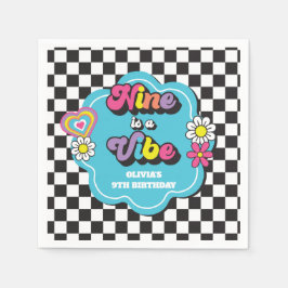 Guardanapo De Papel Neon 90s Retro Nine é uma Vibe de 9º Aniversário