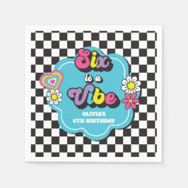 Guardanapo De Papel Neon 90s Retro Six é uma Vibração 6º Aniversário