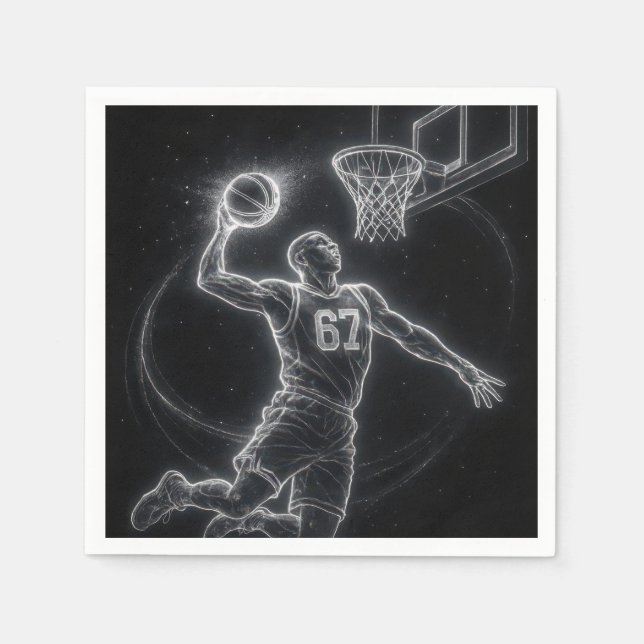 Guardanapo De Papel Neon Basketball Player Number 67 (Frente)